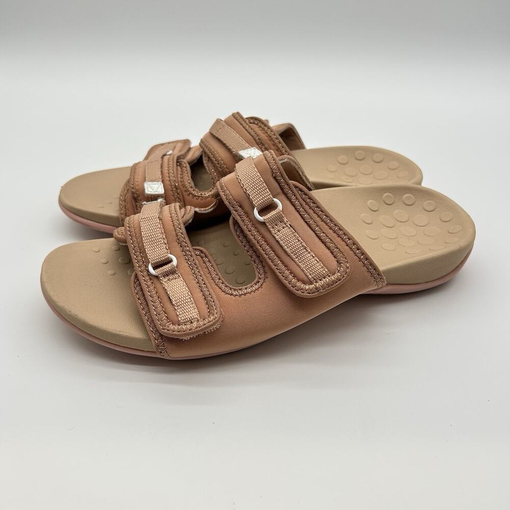 Vionic Sarah Women's Slide Sandals Size 8.5 Tan Nude Sport Adjustable Strap